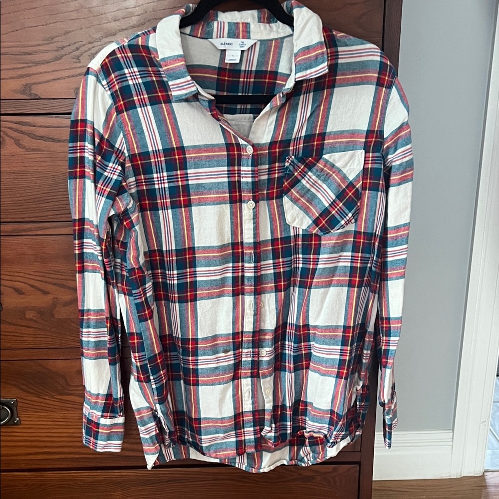 Old Navy Red and Blue Plaid Button Down Shirt
